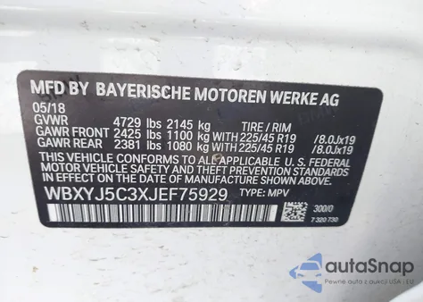 2018 BMW X2 xDrive28I z USA, uszkodzony, nr VIN WBXYJ5C3XJEF75929